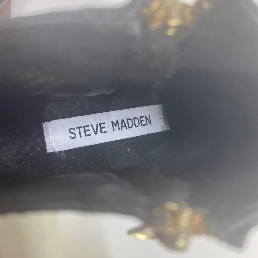 Steve Madden NYRVANA Black Leather Quilted Ankle Booties Mens 5.5 Side Zip